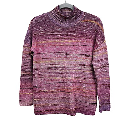 #ad Christopher amp; Banks Knit Sweater Striped Mock Neck Purple Pink Women Size S $24.99