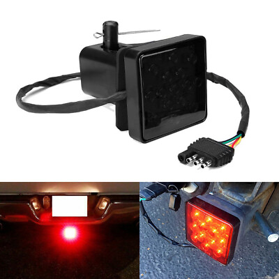 Smoked 15 LED Brake Light DRL Trailer Hitch Cover Fit 2quot; Towing amp; Hauling New $13.99