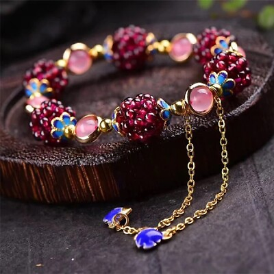 #ad Natural Rose Quartz Garnet Crystal Charm Bracelet for Love Spiritual Healing $12.90