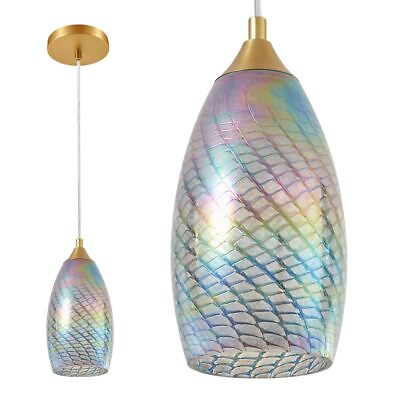 #ad Mini Glass Pendant Lights Kitchen Island Handcrafted Blown Art Glass Ceiling... $15.18