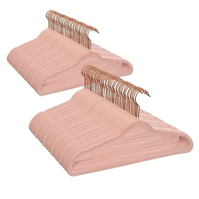 #ad Non Slip Velvet Clothing Hangers 100 Pack Pink Space Saving $14.14