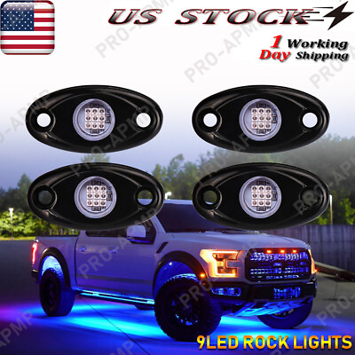 Blue LED Rock Lights For Jeep Off Road Truck UTV ATV 4Pods Underbody Wheel Light $21.71