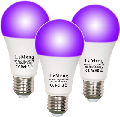 #ad LEMENG LED Black Lights Bulb 9W Blacklight A1975Watt Equivalent E26 Medium Base $9.98