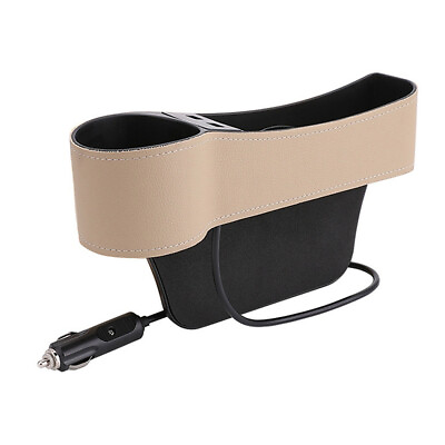 #ad PU Leather Car Seat Crevice Storage Box Gap Pocket Right Side Organizer Dual USB $24.20