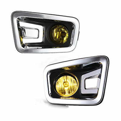 #ad For 2016 2019 Nissan Titan Fog Lights Wiring Switch Kit W Bulbs Yellow Lens Pair $59.99