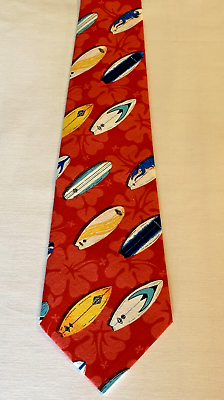 #ad New Mens Surfboards Red Cotton Necktie Rare Unique Novelty One of a Kind Surfing $19.95