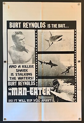#ad Shark a.k.a. Man Eater 1968 Orig 1SH Movie Poster – Fine **Burt Reynolds** $22.50