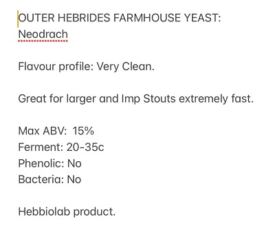 #ad OUTER HEBRIDES FARMHOUSE YEAST: Neodrach GBP 5.00
