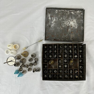 #ad Vtg Cake Decorating Lot 68 Piping Tips amp; Accessories Wilton Etc. Frosting Icing $49.98