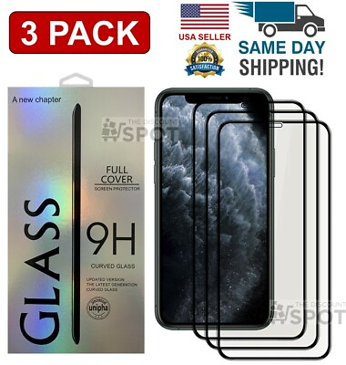 #ad 3x Curved iPhone X 11 12 13 14 15 Full Coverage Tempered Glass Screen Protector $8.84