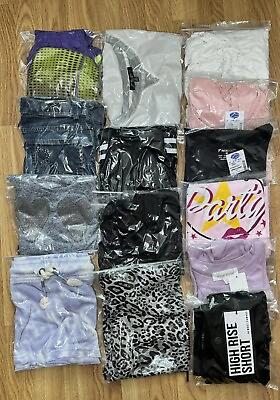 #ad 15 Pc Medium NWT and Gently Used Mix Summer Clothing Lot Tops and Bottoms $38.00