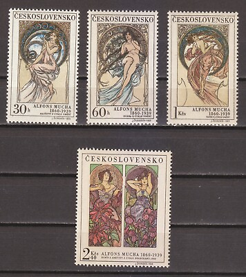 #ad Czechoslovakia 1969 MNH Mi 1884 1887 Sc 1634 1637 Paintings by Alfons Mucha ** $6.40