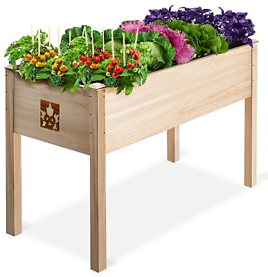 #ad Raised Garden Bed Elevated Wood Planter Box with Bed Liner $69.99