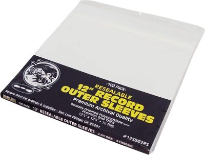 #ad 100 12” Vinyl Record Outer Sleeves – 2mil Thick RESEALABLE Archival Clear BOPP $24.99