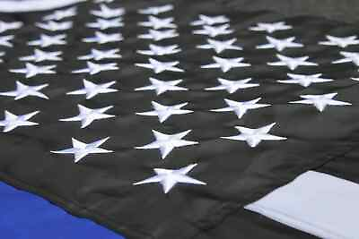 #ad Thin Blue Line American Flag Police with Embroidered Stars and Sewn Stripes 3x5 $7.99