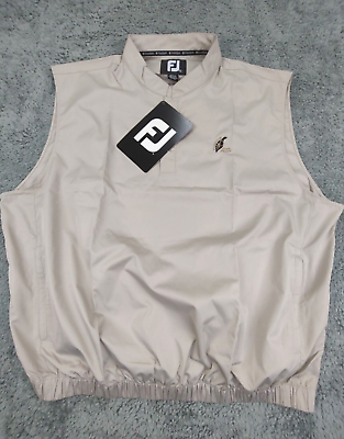 #ad FJ FootJoy 1 4 Snap Pullover Golf Vest Men#x27;s XXL Beige Windbreaker Logo $38.00