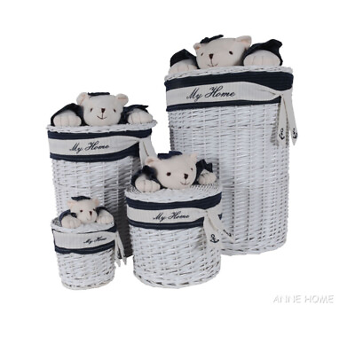 #ad Anne Home Set of 4 Oval Willow Baskets With Bear Design $279.36
