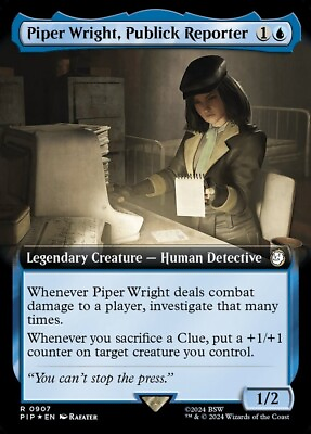 #ad Piper Wright Publick Reporter Extended Art Surge Foil PIP 0907 NM MTG $6.00