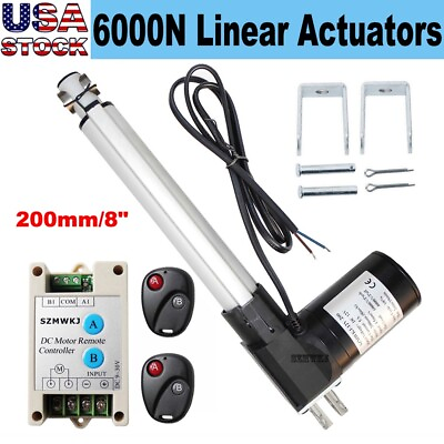 #ad Linear Actuator amp;Controller amp;Brackets 8quot; Stroke 12V 6000N Heavy Duty Lifting CL $69.99