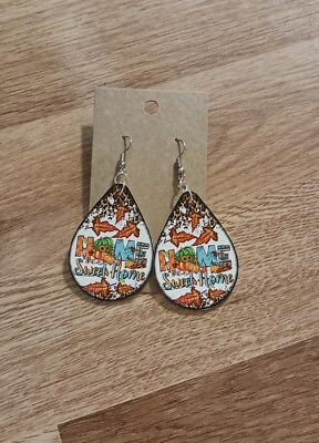 #ad Womens Light Weight Faux Leather Dangle Earrings Fall Print $2.20