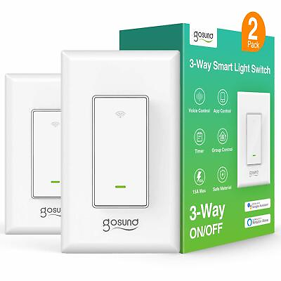 Gosund 2 Pack 3 Way Smart Light Switch Wall Mount Work With Alexa Google Home US $23.19