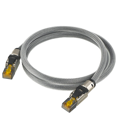 #ad HiFi Audio Cable Pure Silver CAT8 Ethernet Network 40Gbps 2000MH RJ45 Patch Cord $175.76