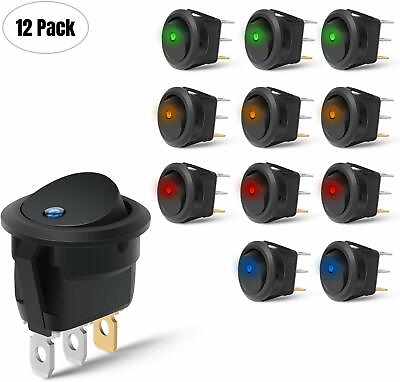 Nilight 12PCS Round Toggle LED Switch 12V Truck Rocker On Off Control 4 Colors $12.93