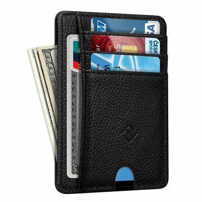 #ad Mens RFID Blocking Leather Slim Wallet Money Credit Card Slots Coin Holder $7.49