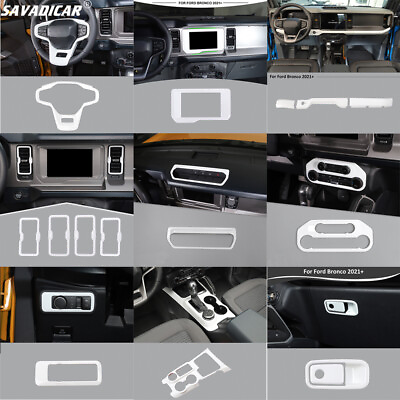 #ad 15x White Interior Set Center Control Dash Cover Trims Kit For Ford Bronco 2021 $225.58