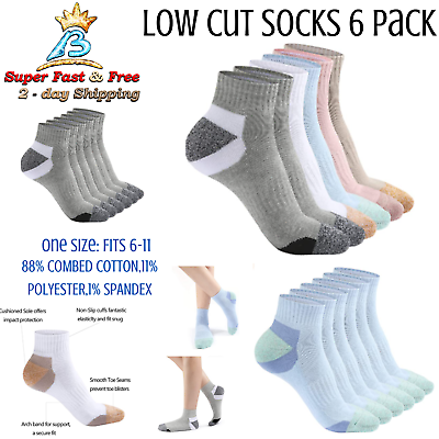 #ad Womens Low Cut Athletic Running Socks Thick Cushion Sport Tab Breathable 6 Pack $31.15