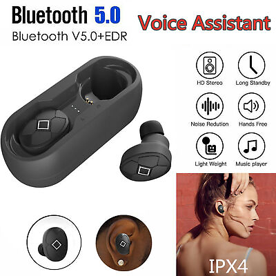 #ad V5 Wireless Earphones Bluetooth 5.0 Voice Earbuds Waterproof Sports Headsets $12.04