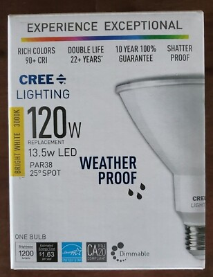 #ad New Cree Lighting Exceptional AR38 Bulb 3000K Dimmable LED Bulb 120W Repl. $17.95