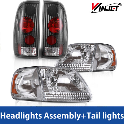 #ad Pair Chrome Corner Headlights Clear Tail Lights For 1997 2003 Ford F 150 Pickup $145.98