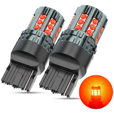 #ad 2x 7443 7440 Red 24SMD LED Brake Stop Tail Parking Light Bulbs Super Bright Kit $19.99