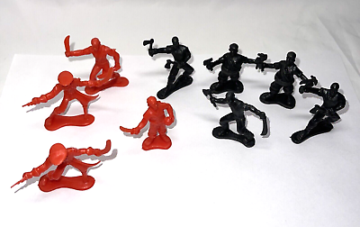#ad Vintage Red amp; Black Pirates Plastic Army Type Men Lot of 9 3 Toy Box Brand $7.95