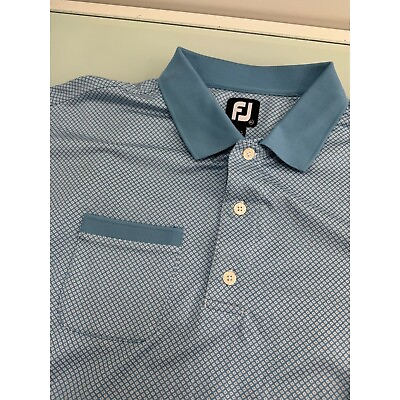 #ad Footjoy FJ Men Golf Polo Shirt Blue Diamond Print Short Sleeve Stretch XL $24.97