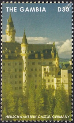 #ad NEUSCHWANSTEIN CASTLE Bavaria Germany Building Architecture Stamp 2012 Gambia GBP 1.99