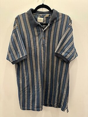 #ad Vintage Robert Stock Polo Shirt Mens Medium Tag XL Size Striped Casual Preppy $9.99