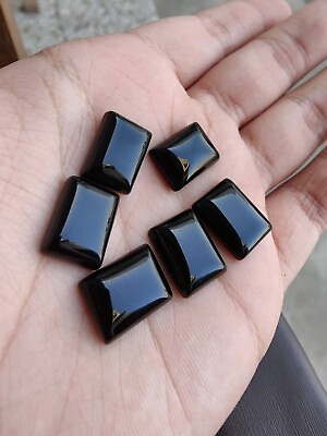#ad 25 Pcs Natural Black Onyx 8x10mm Rectangle Cabochon Loose Handmade Gemstone $28.57