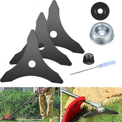 #ad 2Pcs 10quot; 3 Teeth Steel Brush Cutter Trimmer Replace Blades Head Blade $13.92