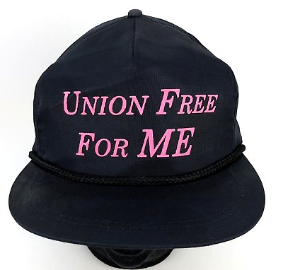 #ad Vintage Union Free For Me Hat Cap Sheer Mesh Back Rope Bill Snapback $20.19