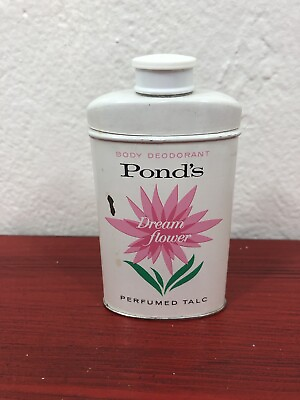 #ad Vtg Pond#x27;s Dream Flower Body Perfumed Talc Powder 1.5oz Tin 3 4 Full Stage Prop $72.57