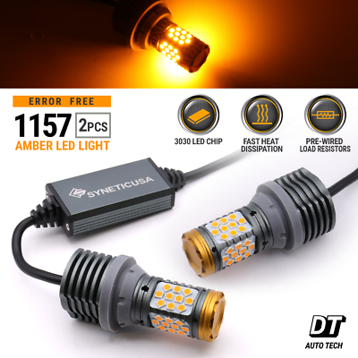 #ad #ad CANBUS Error Free 1157 Amber LED Turn Signal DRL Light Bulbs High Power Yellow $31.49