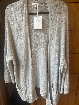 #ad Miracle Cardigan Sweater Women Light Grey Medium Large Lightweight Soft Cozy $14.99