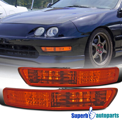 #ad Fits 1998 2001 Acura Integra Front Bumper Lights Turn Signal Lamps Amber Pair $27.98
