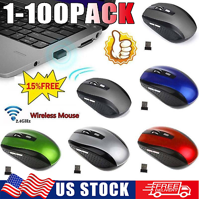 #ad Wireless Optical Mouse Mice 2.4GHz USB Receiver For Laptop PC Computer DPI lot $89.76