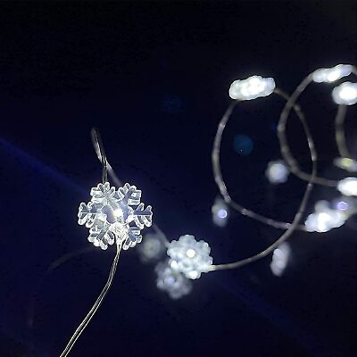#ad 10ft Curtain LED Snowflake String Fairy Light Wedding Xmas Tree Decor Waterproof $6.99