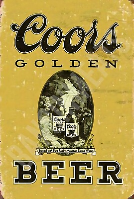 #ad Coors Golden Vintage Bar Sign 8quot; x 12quot; Aluminum Metal Sign $12.99