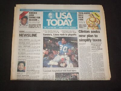 #ad 1997 DECEMBER 22 USA TODAY NEWSPAPER CLINTON SEEKS NEW PLAN FOR TAXES NP 7896 $50.00
