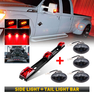 For 99 10 Ford F350 Smoked Redamp;Amber LED Dually Fender Lights w ID Tail Light A $27.99